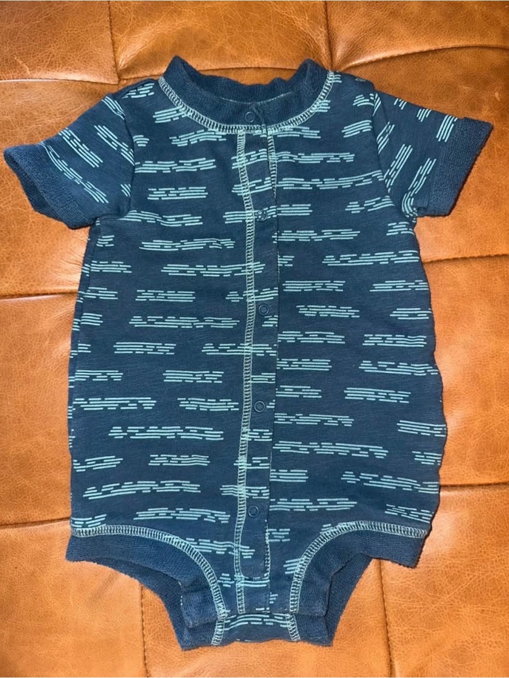 Navy Blue Stripe Baby One-Piece Romper and Black Sweatshirt Size 12M Bundle